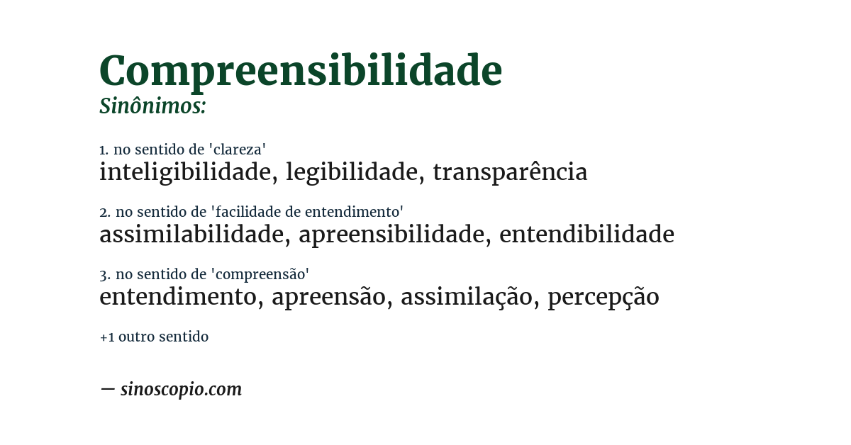 Sinônimo de compreensibilidade