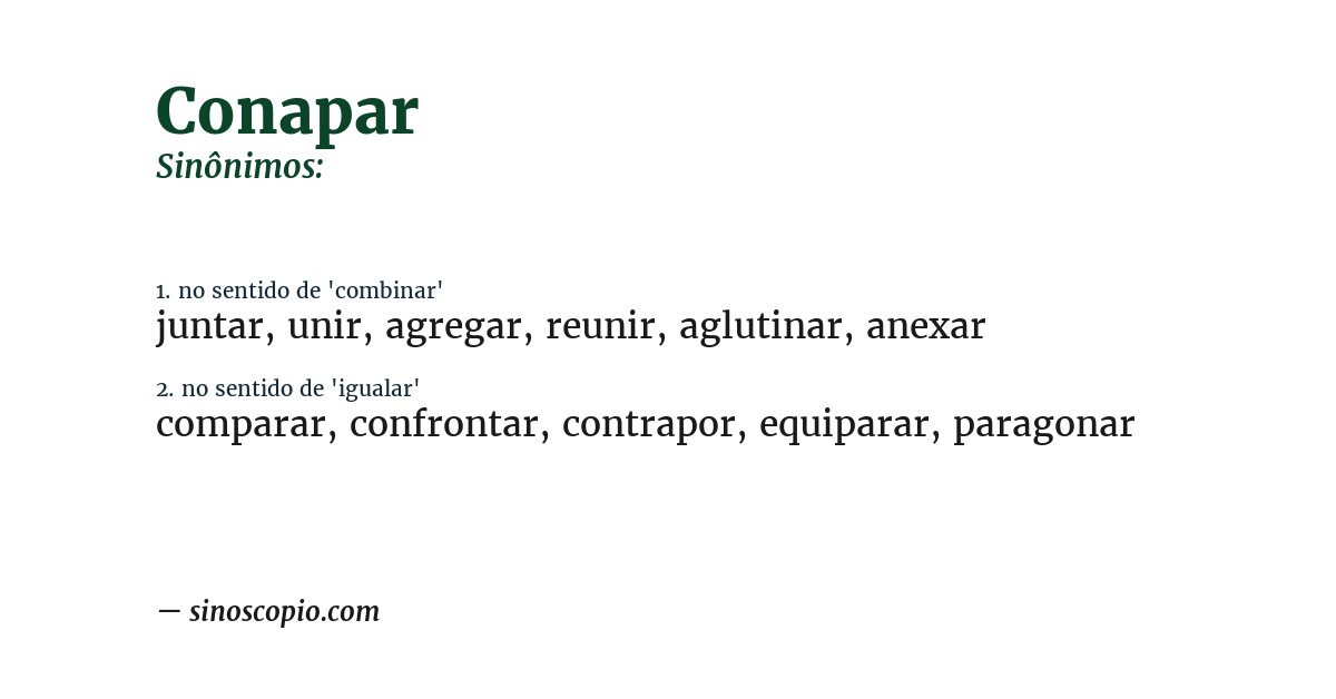 Sinônimo de conapar