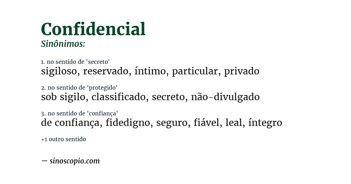 Sinônimo de confidencial