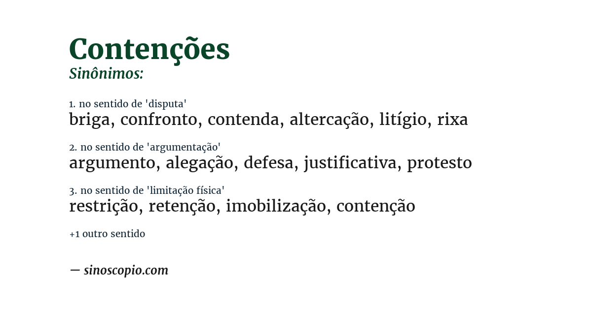 Sinônimo de contenções