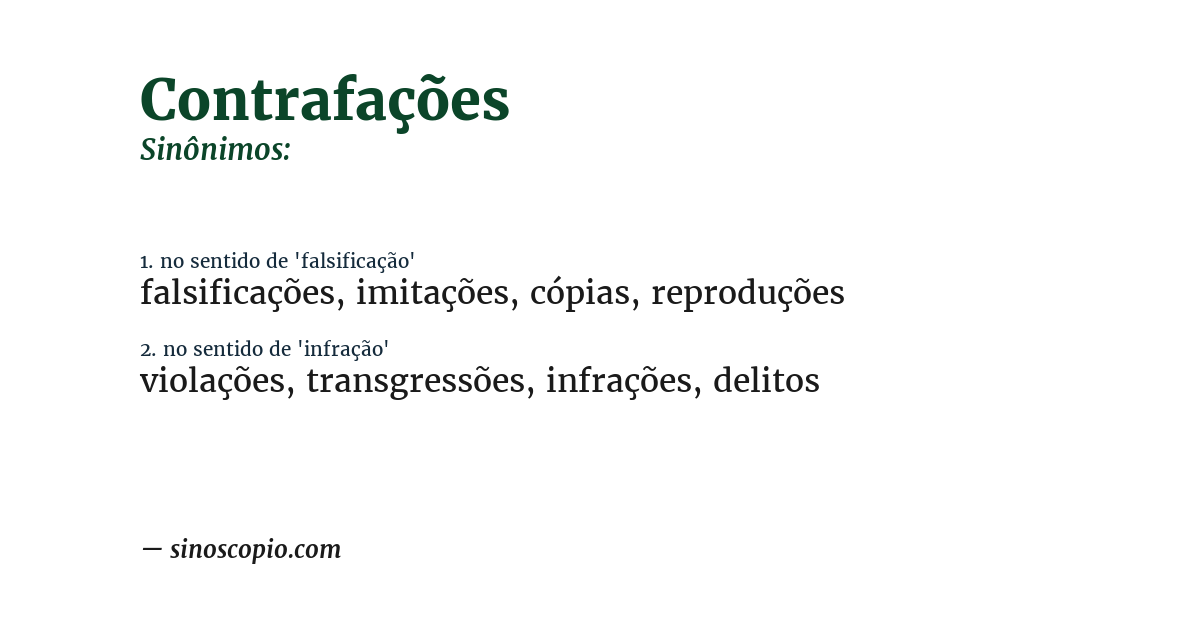 Sinônimo de contrafações