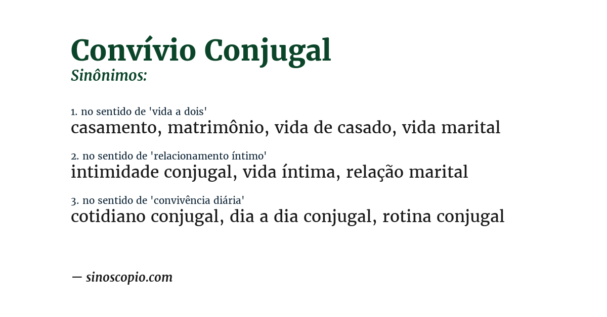 Sinônimo de convívio conjugal