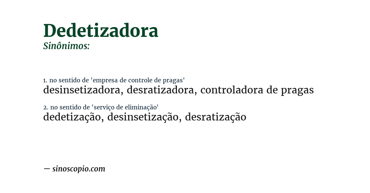 Sinônimo de dedetizadora