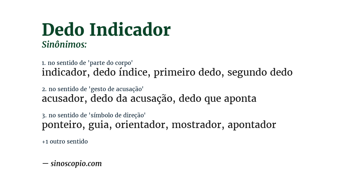 Sinônimo de dedo indicador