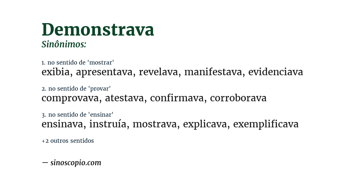 Sinônimo de demonstrava