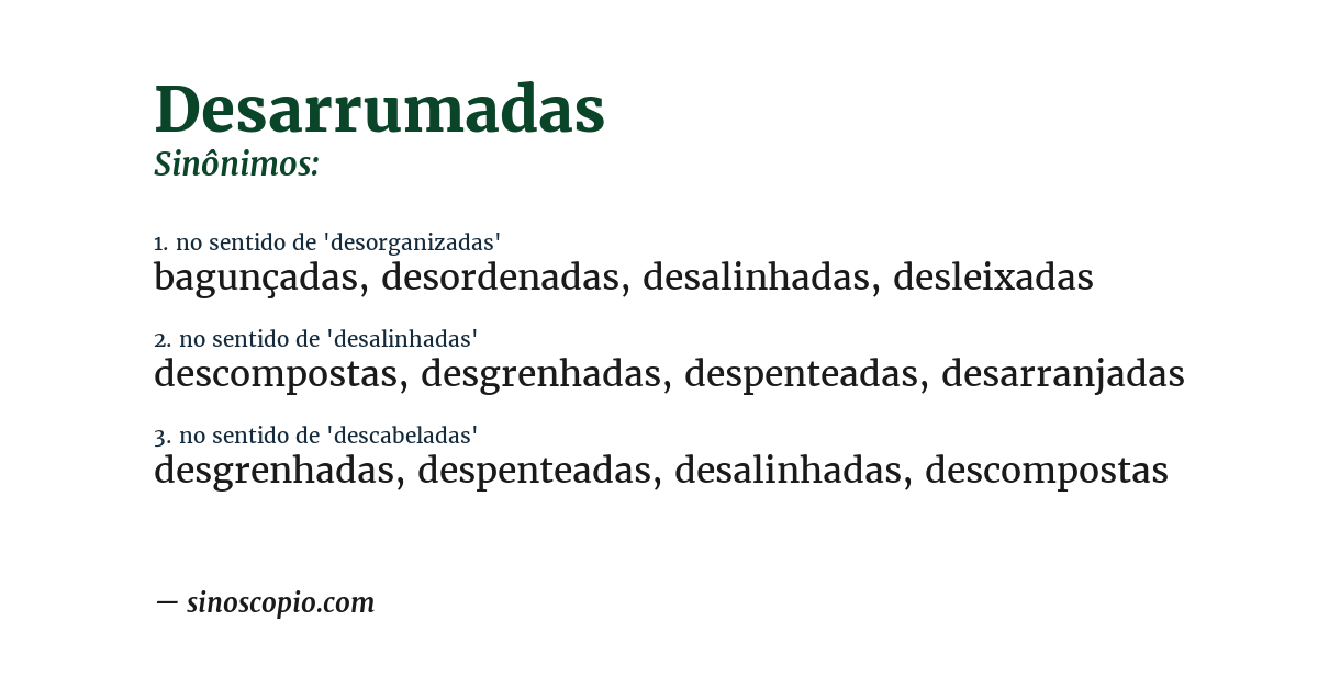 Sinônimo de desarrumadas