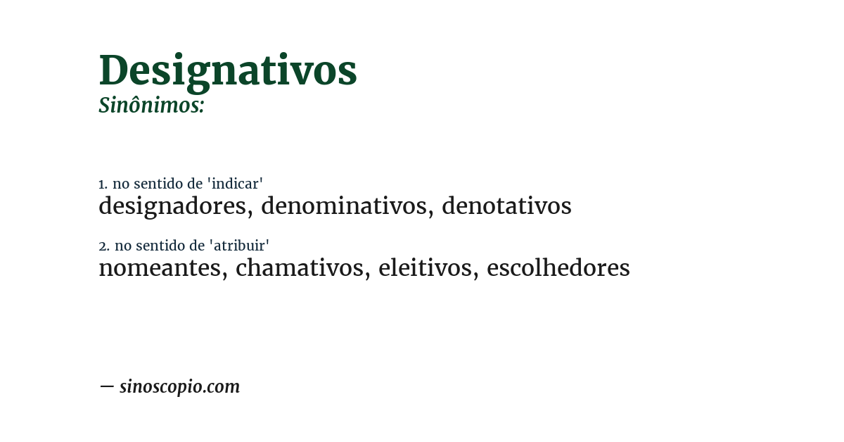Sinônimo de designativos