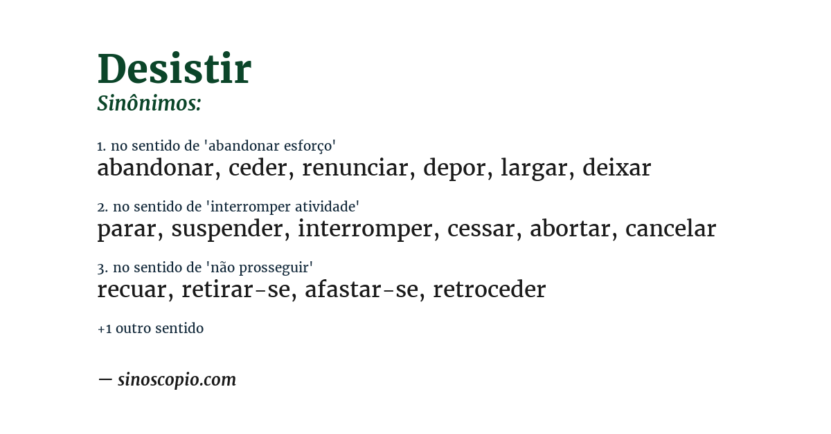 Sinônimo de desistir