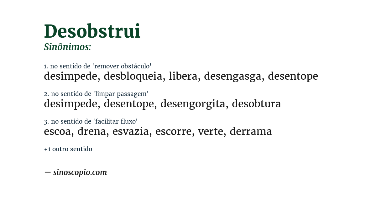 Sinônimo de desobstrui