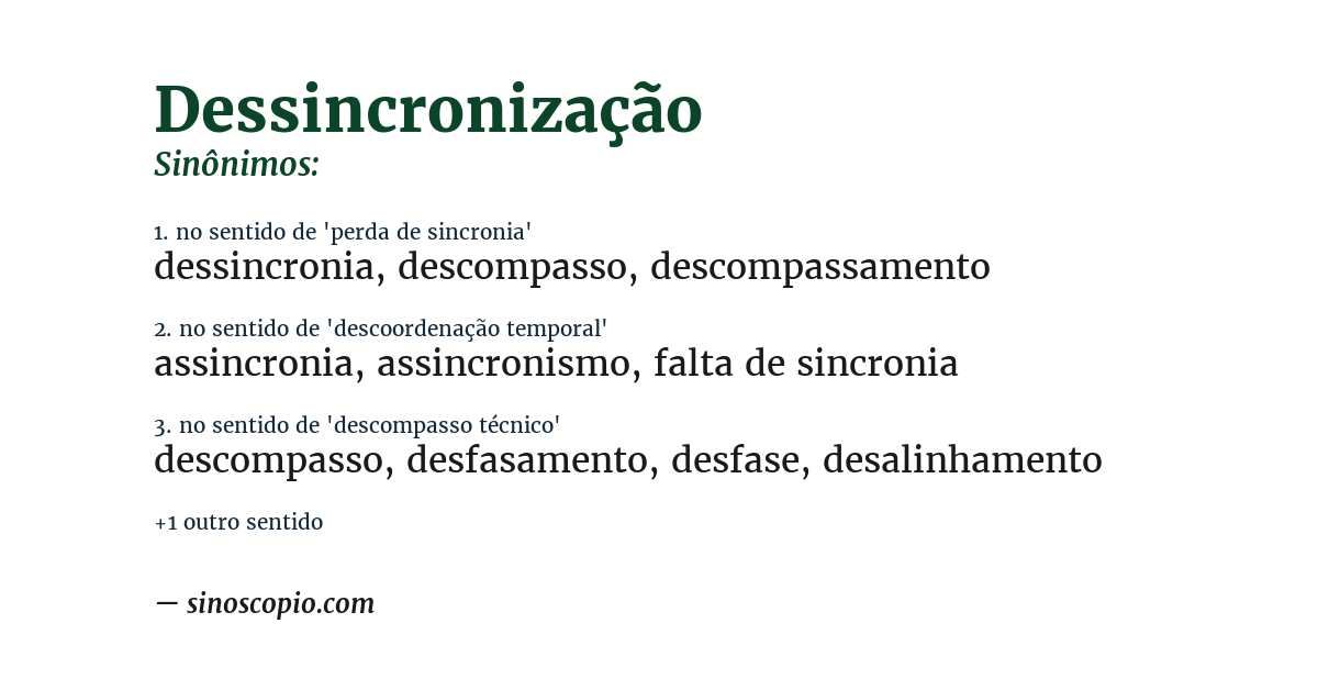 Sinônimo de dessincronização