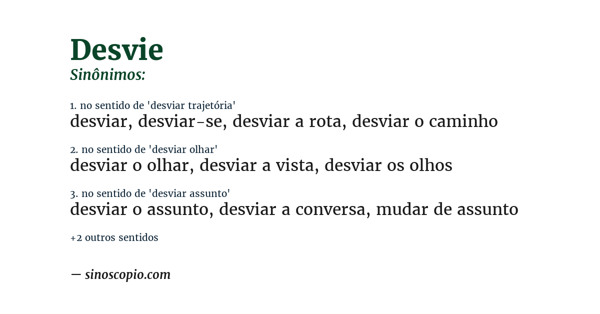 Sinônimo de desvie