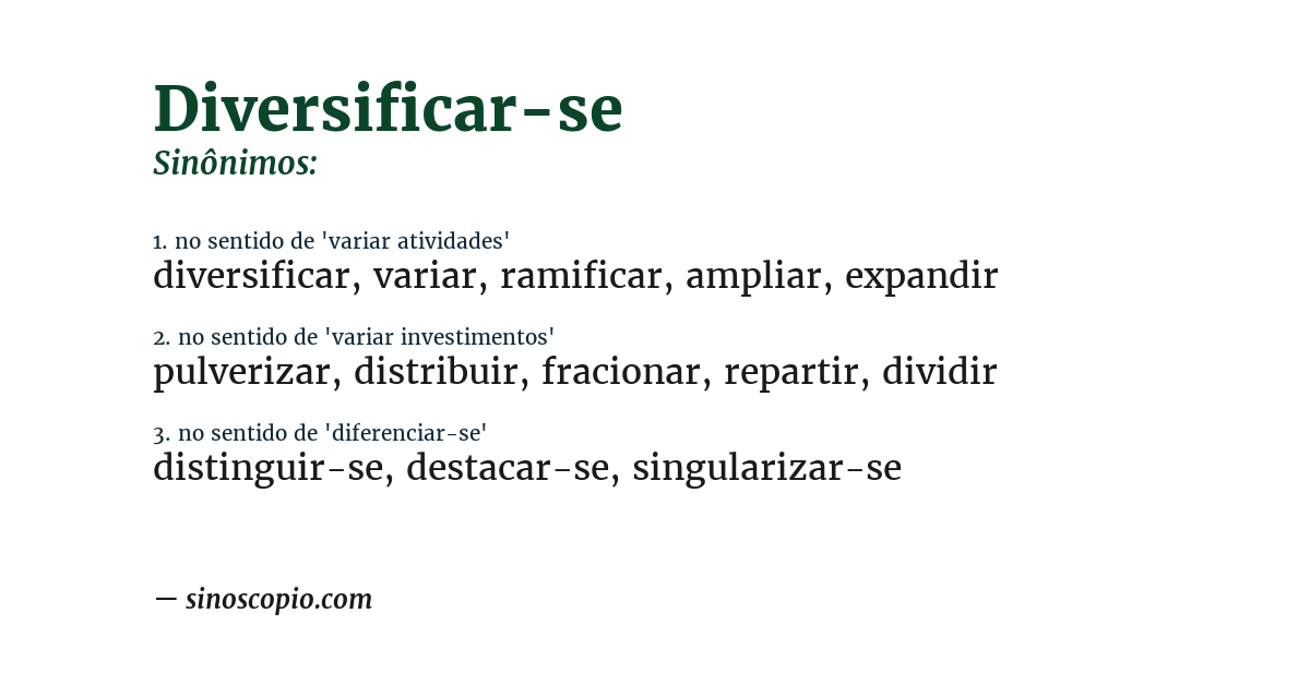 Sinônimo de diversificar-se