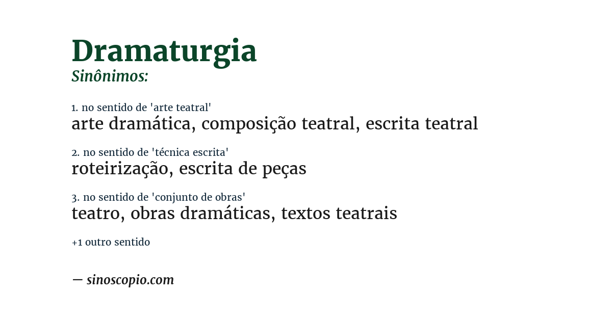 Sinônimo de dramaturgia