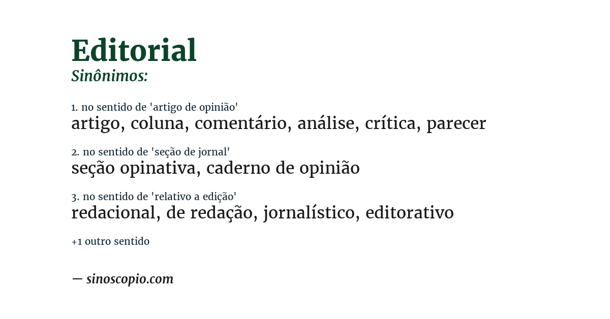 Sinônimo de editorial