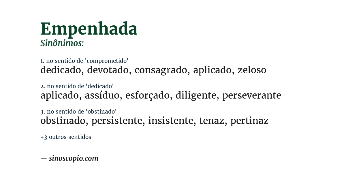 Sinônimo de empenhada