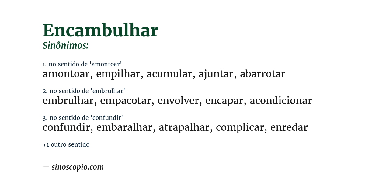 Sinônimo de encambulhar