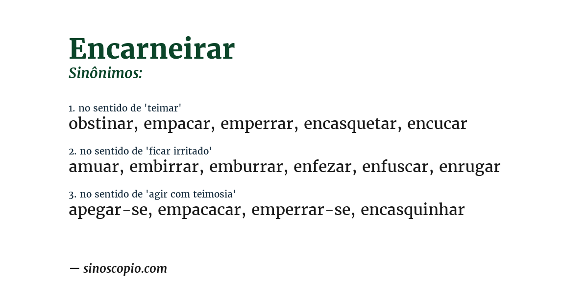 Sinônimo de encarneirar