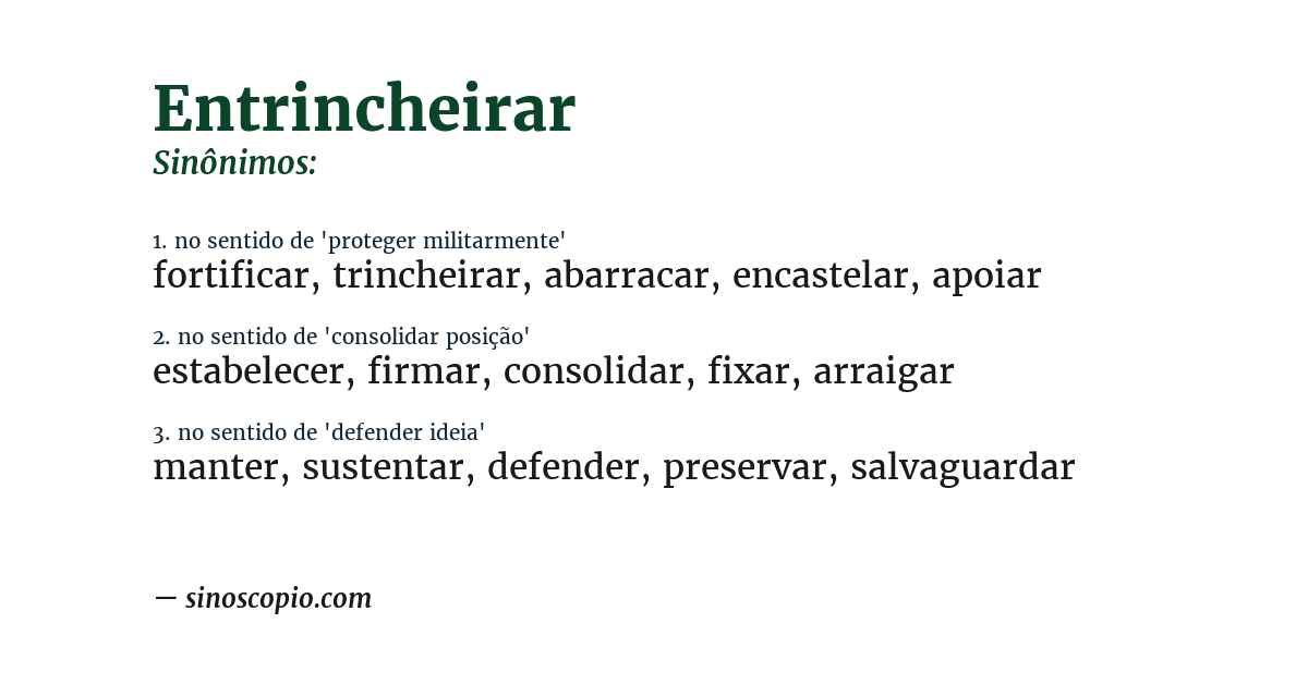 Sinônimo de entrincheirar