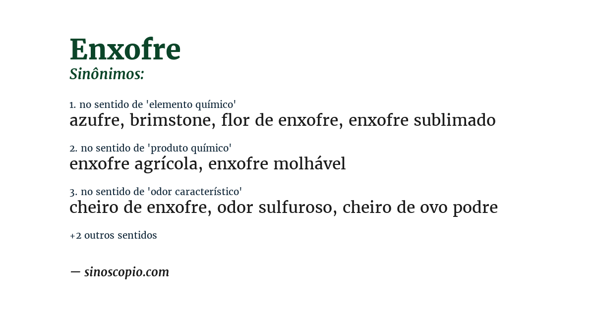 Sinônimo de enxofre