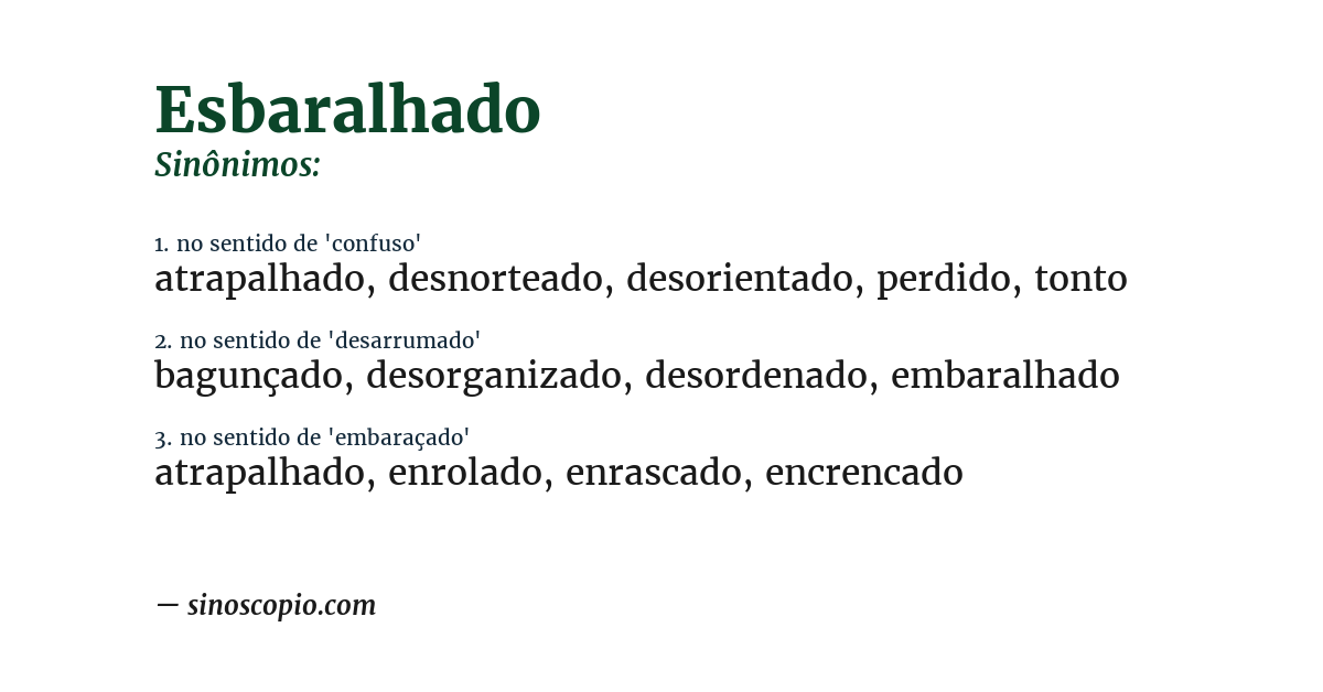 Sinônimo de esbaralhado