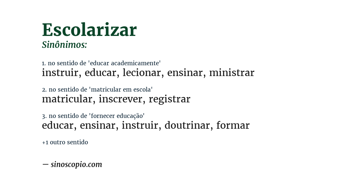 Sinônimo de escolarizar