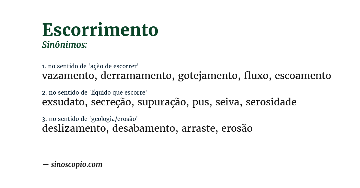 Sinônimo de escorrimento