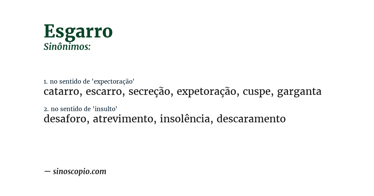 Sinônimo de esgarro