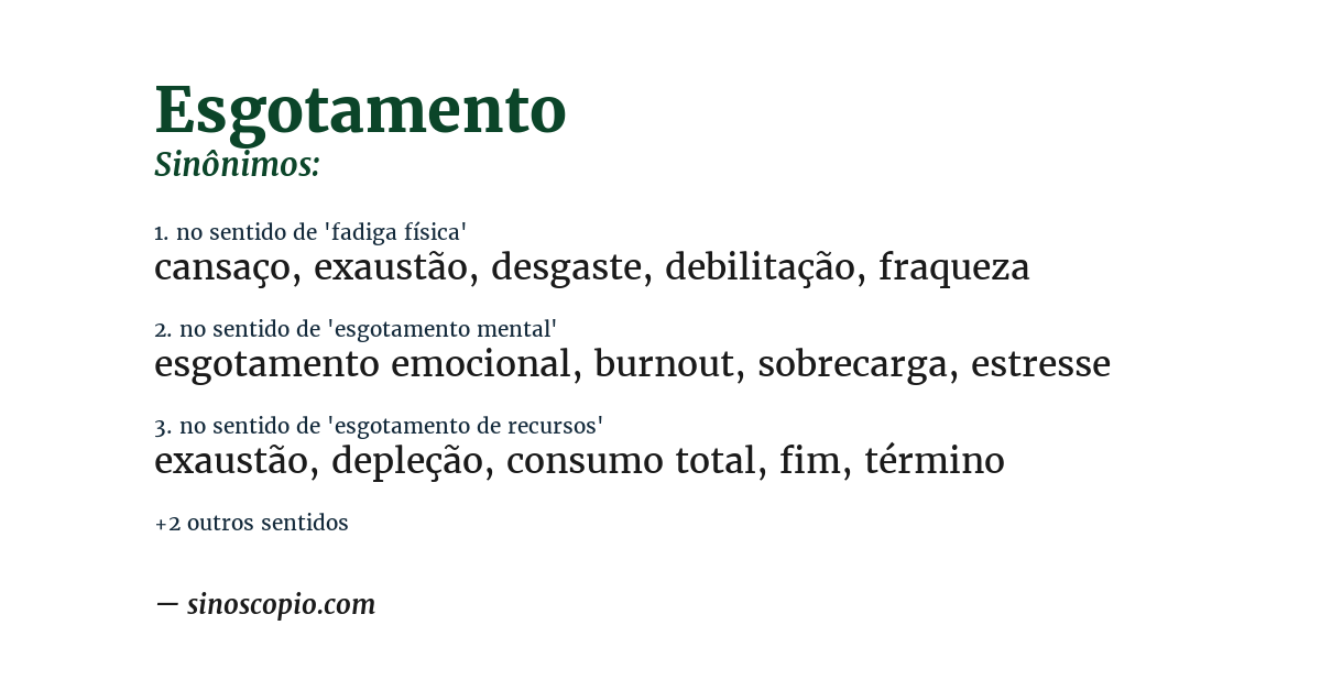 Sinônimo de esgotamento