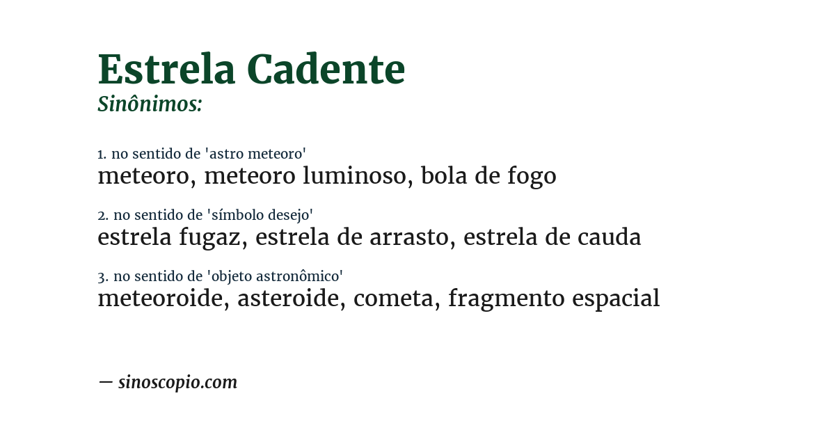 Sinônimo de estrela cadente