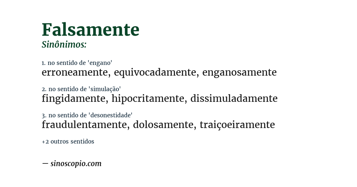 Sinônimo de falsamente