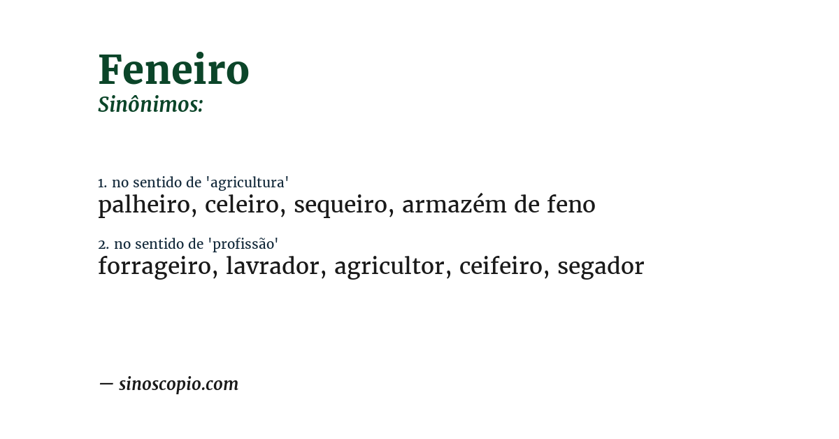 Sinônimo de feneiro