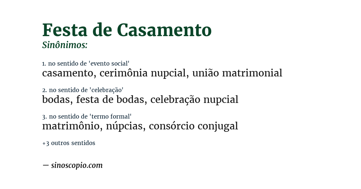 Sinônimo de festa de casamento