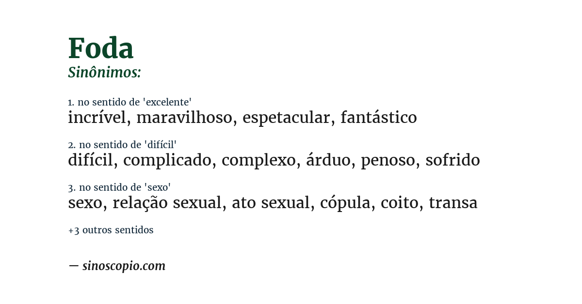Sinônimo de foda