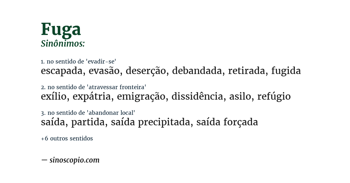 Sinônimo de fuga