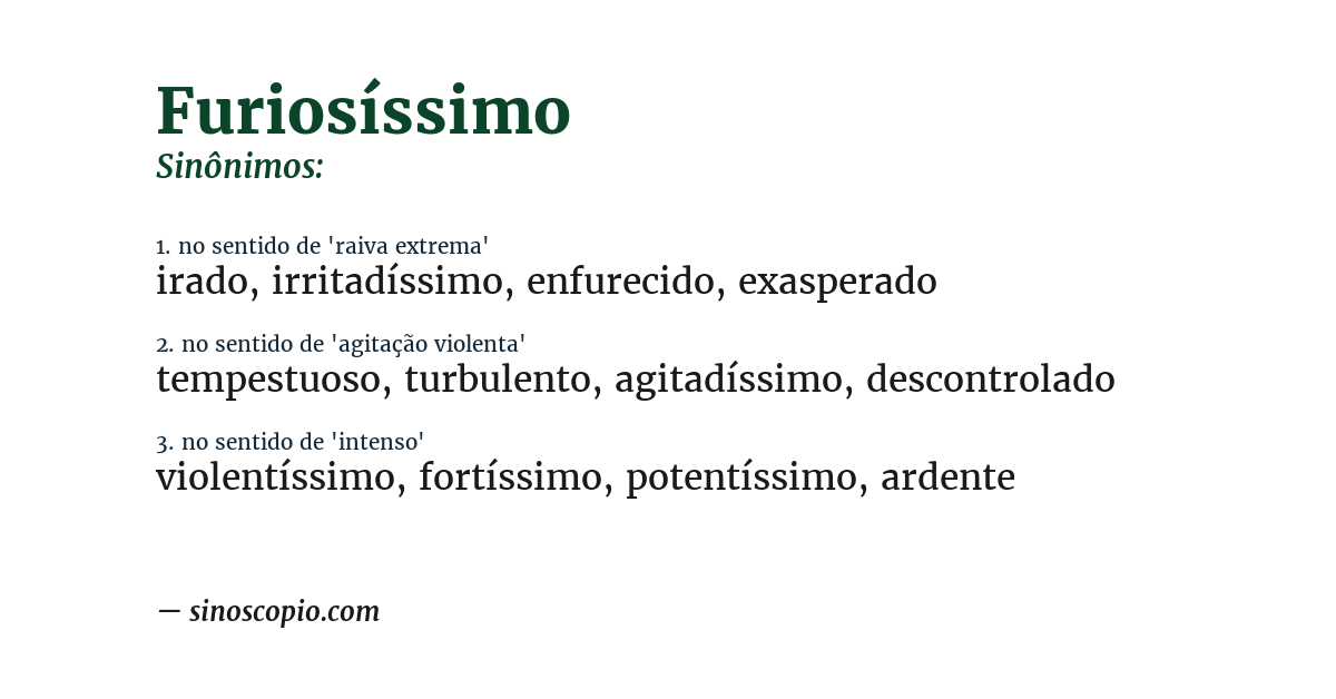 Sinônimo de furiosíssimo