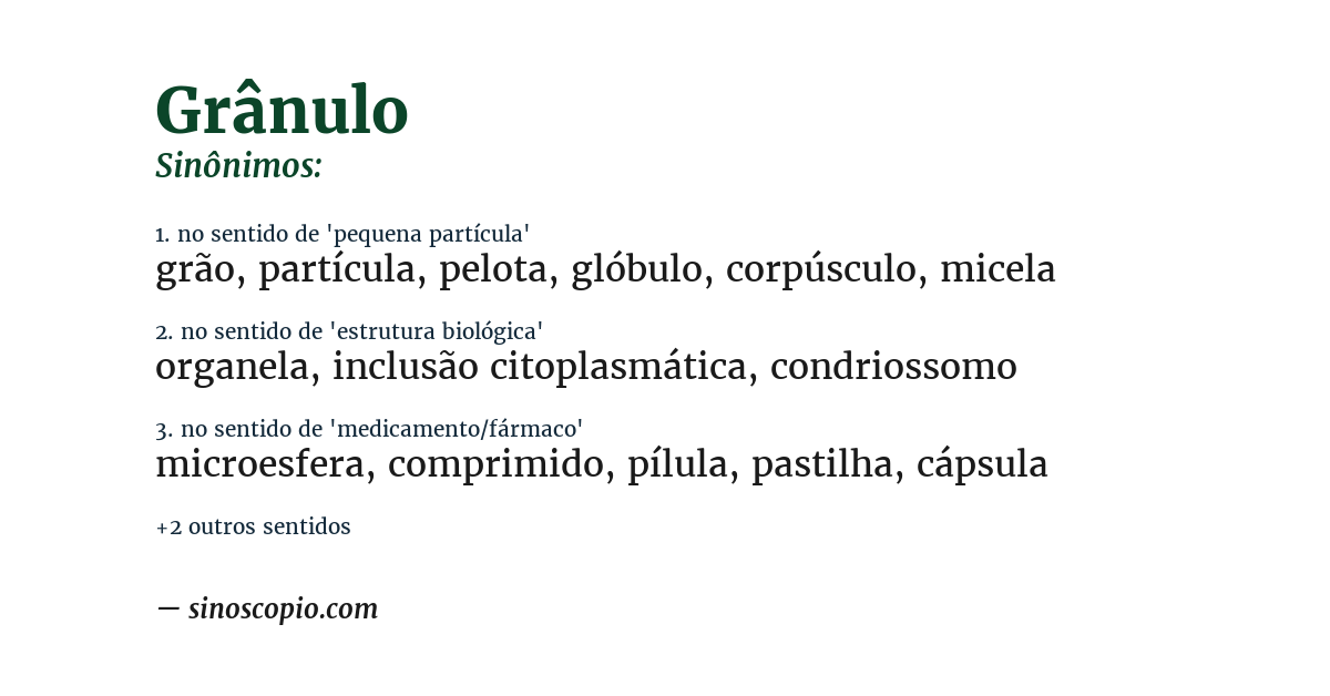 Sinônimo de grânulo
