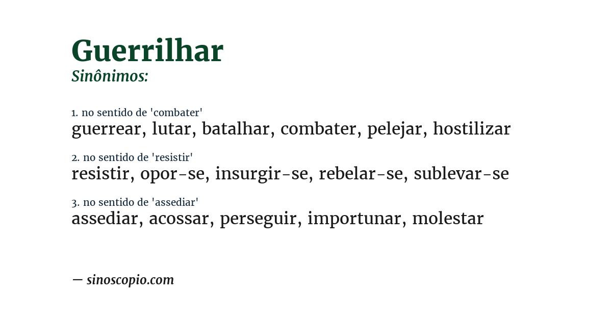 Sinônimo de guerrilhar