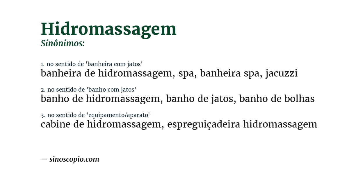 Sinônimo de hidromassagem