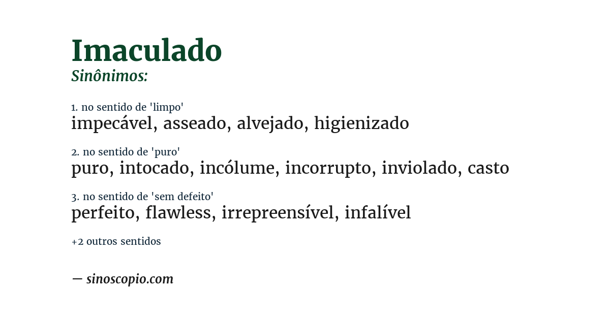 Sinônimo de imaculado