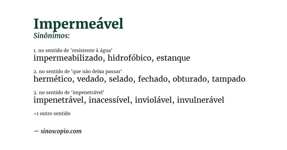 Sinônimo de impermeável