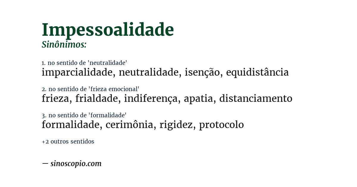 Sinônimo de impessoalidade