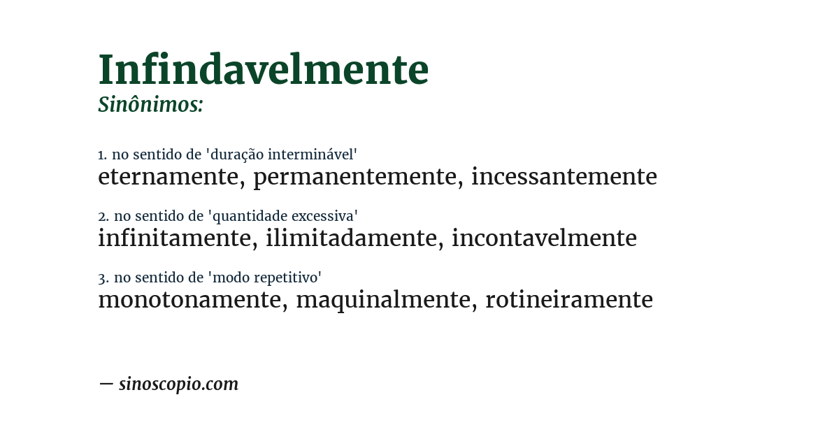 Sinônimo de infindavelmente