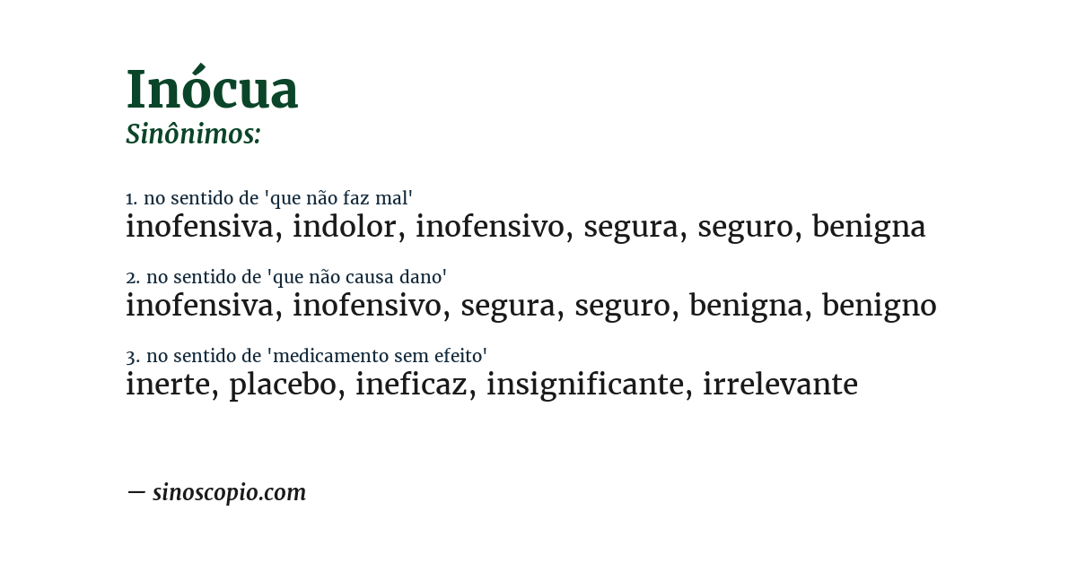 Sinônimo de inócua