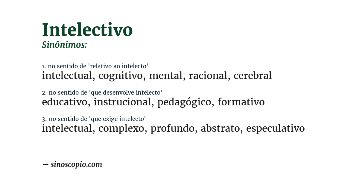Sinônimo de intelectivo