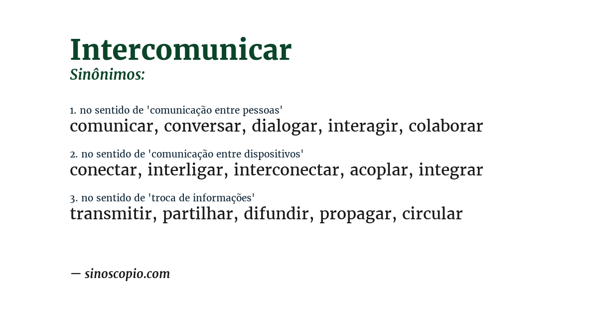 Sinônimo de intercomunicar