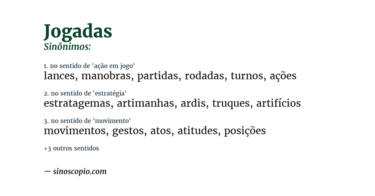 Sinônimo de jogadas