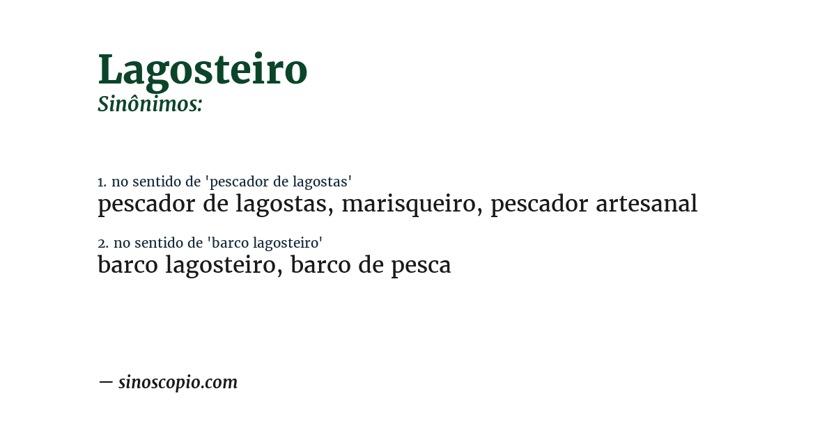 Sinônimo de lagosteiro