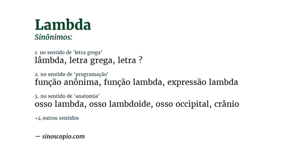 Sinônimo de lambda