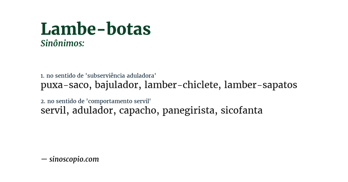 Sinônimo de lambe-botas