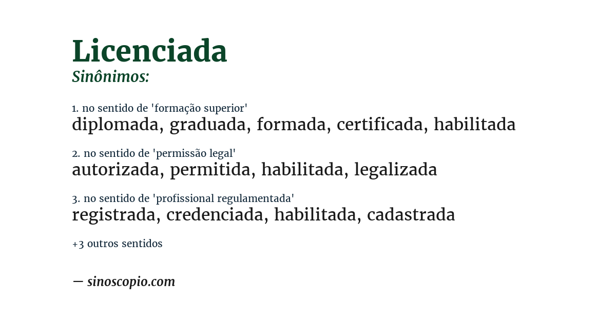 Sinônimo de licenciada